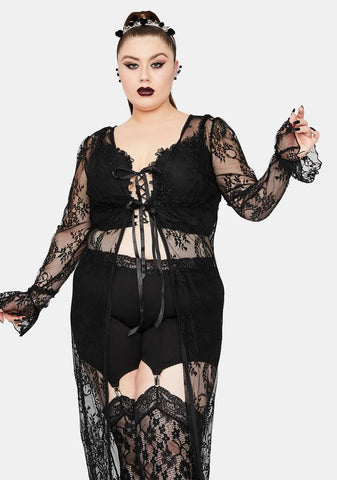 Studying Demonology Lace Bell Sleeve Duster