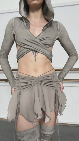 Pitch Chiffon Flutter Mini Skirt - Ecru