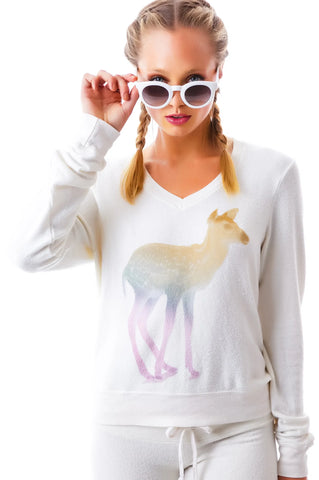 Rainbow Fawn Vintage Varsity Baggy Beach V Neck