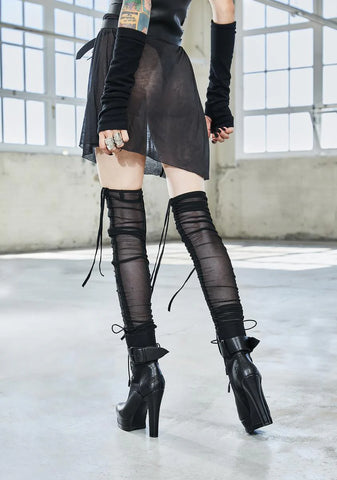 Bassline Mesh Thigh High Stockings