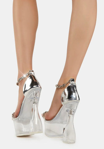 Silver Nala Platform Heels