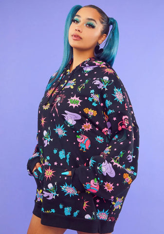 Crazy Mojo Mayhem Oversized Graphic Hoodie