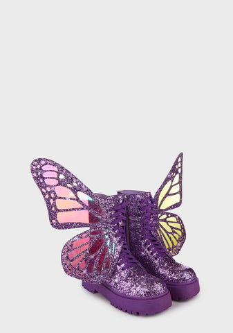 Violet Metamorphic Butterfly Boots