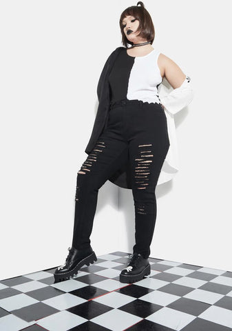 Her Famous Last Words Distressed Skinny Jeans