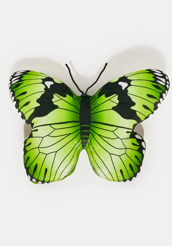 Lime Shoot The Breeze Butterfly Pillow
