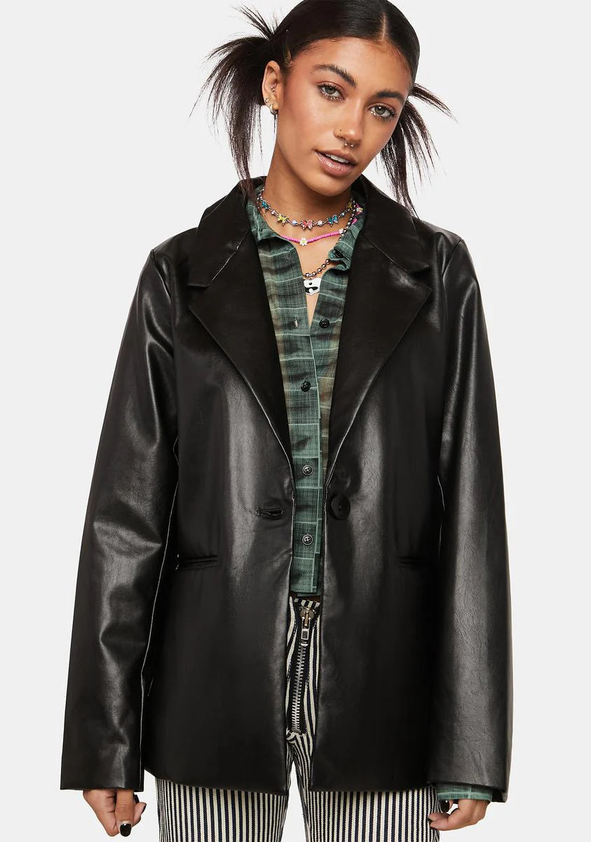 Vegan Leather Oversized Blazer