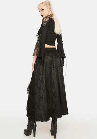 Elegant Frilly Lace Maxi Skirt