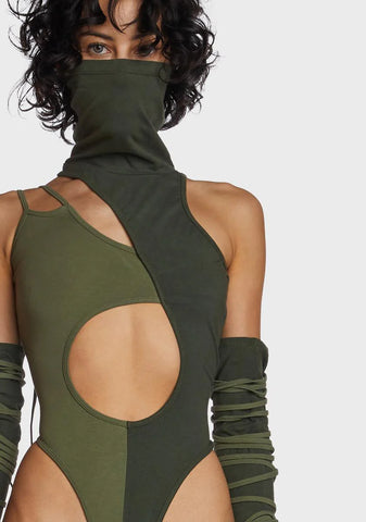 Echo Two-Tone Bodysuit And Gloves Set