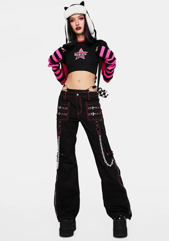 Pink Night Girl Flare Pants
