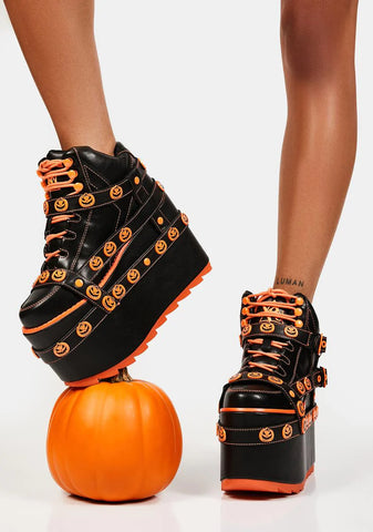 Orange Qozmo Bondage Jack-O-Lantern Platform Sneakers