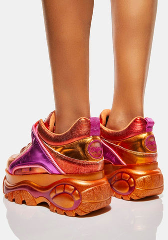 Orange Metallic Classic Low Platform Sneakers