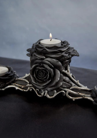 Black Rose Triple Tealight Holder