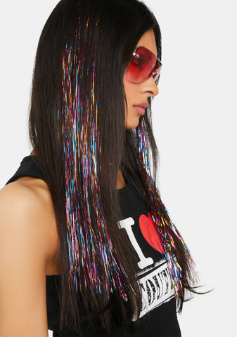 Rainbow 20" Hair Tinsel Extension 3-Pack