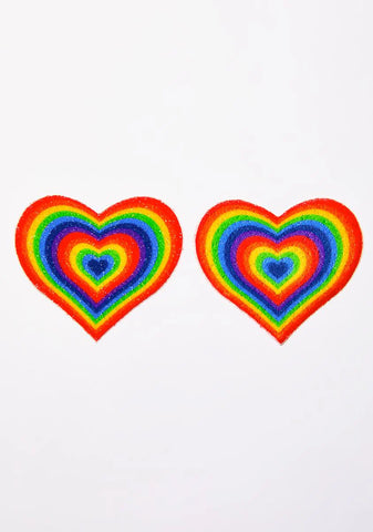 Velvet Rainbow Pumping Heart Pasties