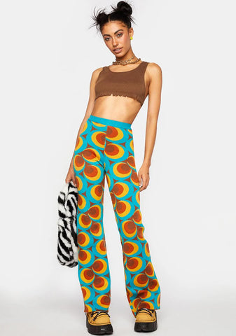 Teal Multi Wide Leg Pants