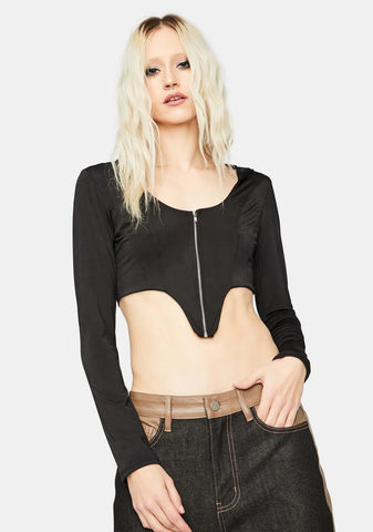 Real Talk Hooded Long Sleeve Crop Top
