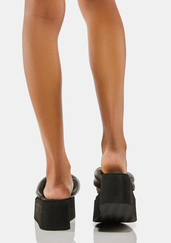 Black Billion Platform Wedge Sandals
