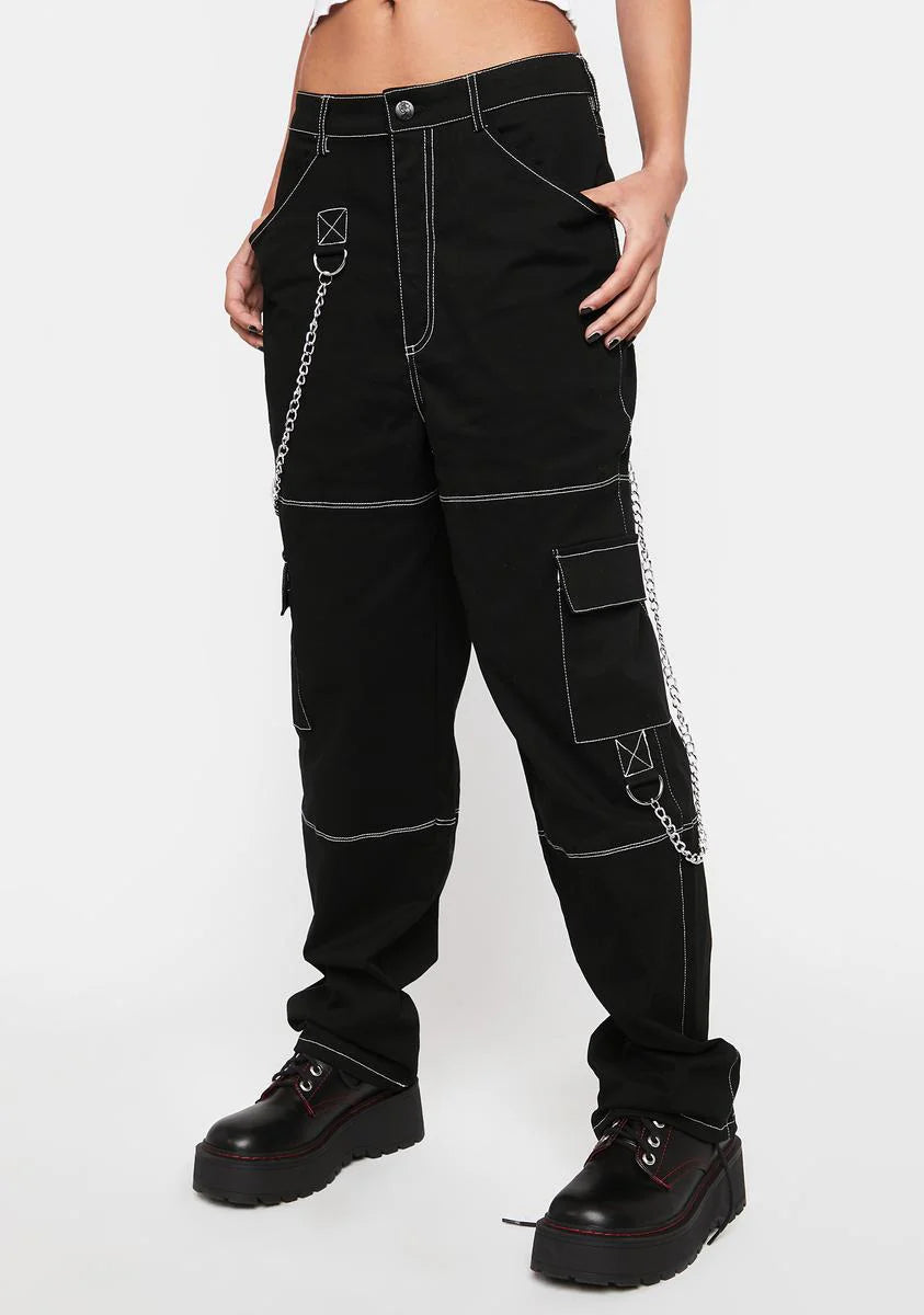 Chain Trim Goth Cargo Pants
