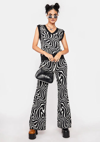 Swirl Knit Flare Pants