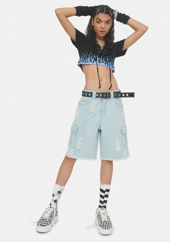 Alley Oop Lace Up Crop Tee