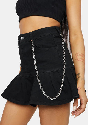 Slick Call Back Later Denim Mini Skirt