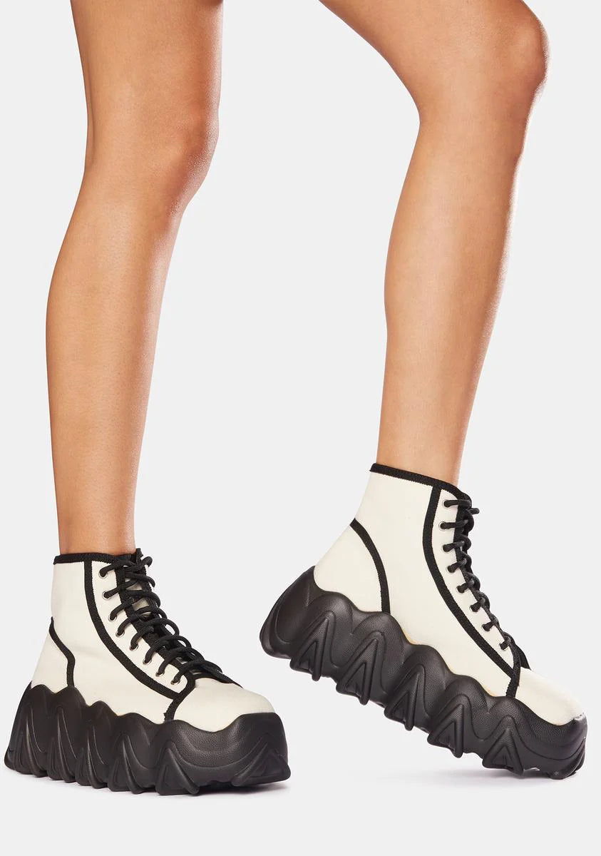 White Sneakin' Away Chunky Platform Sneakers