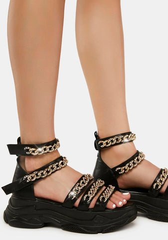 Black Chana Chain Sandals