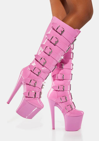 Pink VIP Hustler Knee High Boots