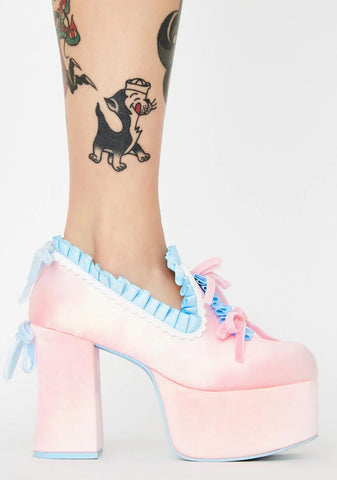 Bisou Baby Platform Heels - Pink/Blue