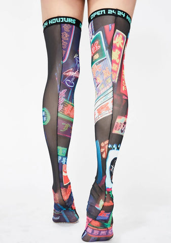 Midnight City Thigh High Socks