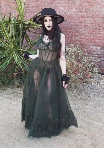 Dance With Death Sleeveless Maxi Dress - Sage