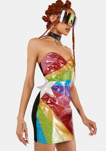 Rainbow Runner Glitter Bodycon Dress