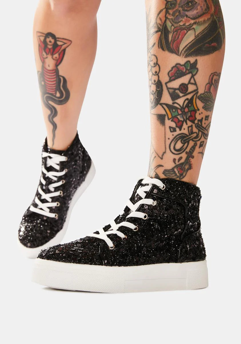 Noir Party's Here Sequin Sneakers