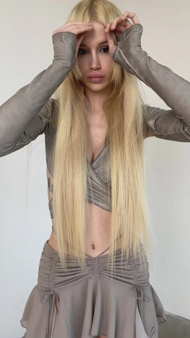 Pitch Hooded Long Sleeve Wrap Top