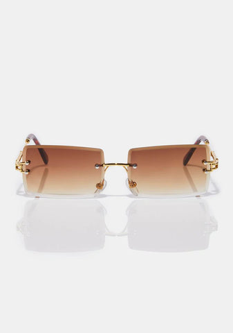 Mocha Model Behavior Rectangle Sunglasses