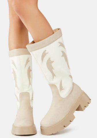 White Fly Away Cowboy Boots
