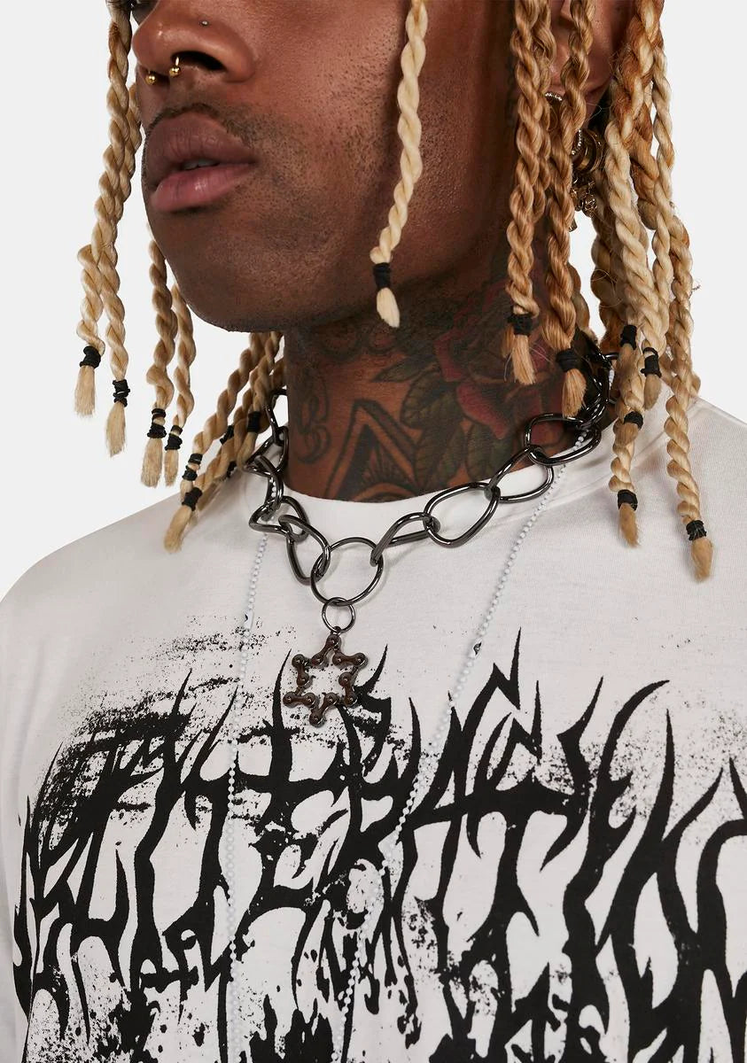 Distortion Chunky Chain Star Necklace