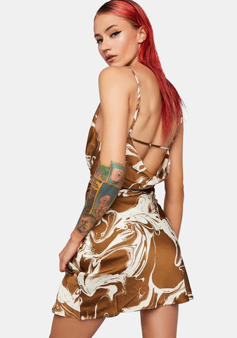 Low Back Cowl Neck Mini Dress