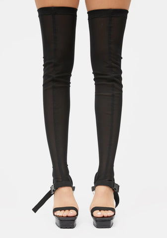 Reverb Utility Strap Square Toe Thigh High Sandals