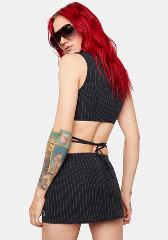 Stripe Low-Rise Mini Skirt