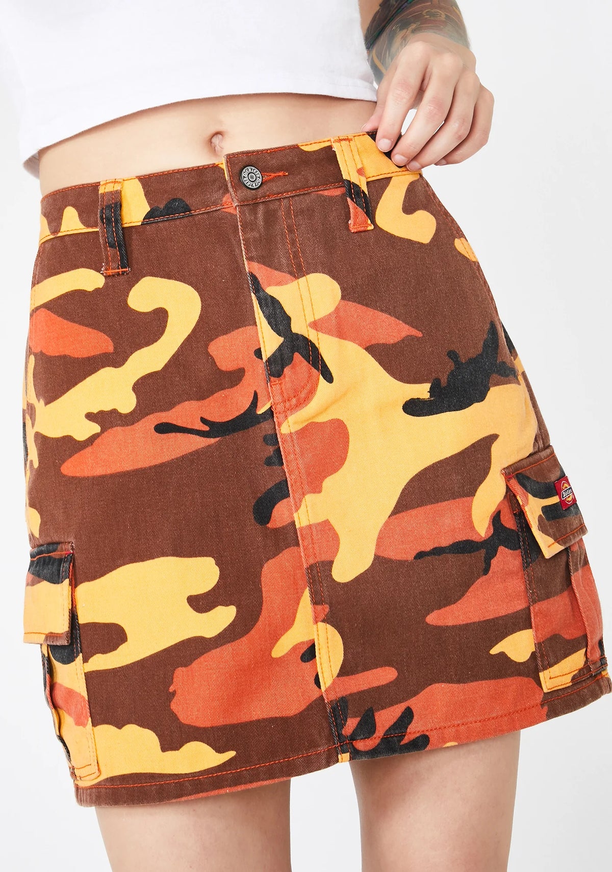 Slash Pocket Camo Cargo Skirt