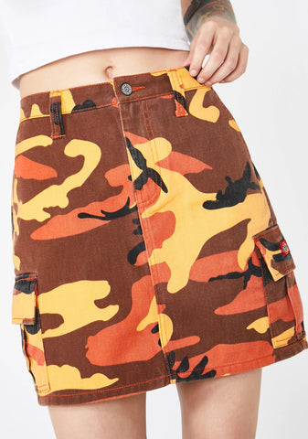 Slash Pocket Camo Cargo Skirt