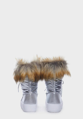 Silver Chilly Reception Faux Fur Boots