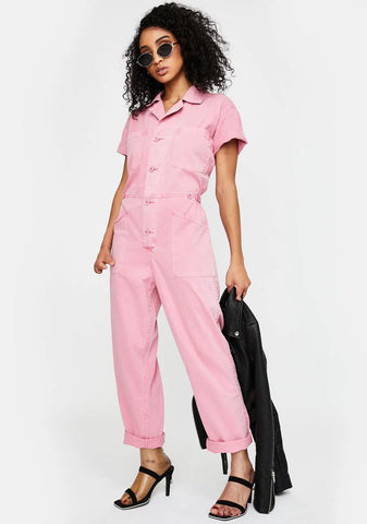 Pink Grover Denim Jumpsuit