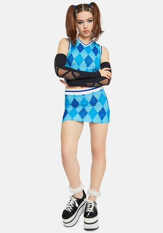 Argyle Rib Mini Skirt