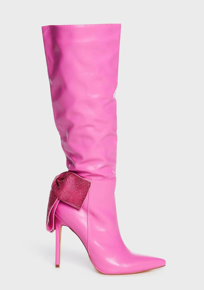 Selfish Rhinestone Bow Boots
