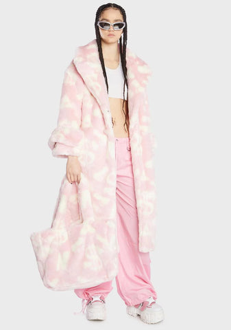 Pink Dick Dollar Faux Fur Tote Bag
