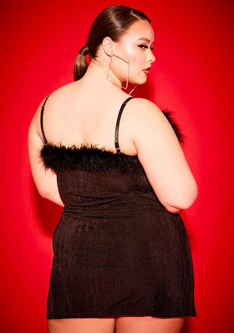 Miss Free Smoke Babygirl Boa Mini Dress