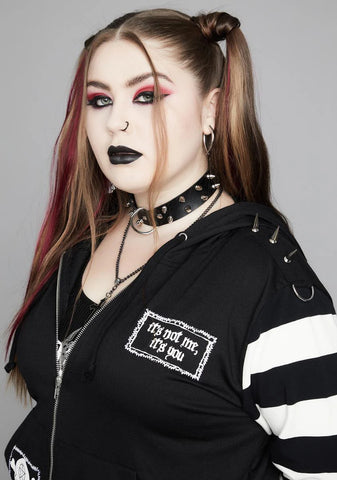 Plus Anger Mismanagement Striped Hoodie