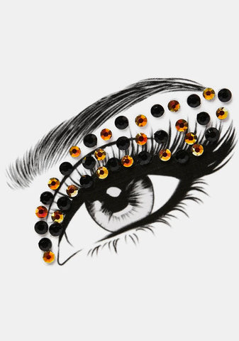 Tiered Orange & Black Rhinestone Face Gems